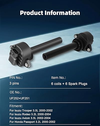 Vista 1673 de ECCPP Bobinas de encendido portátiles de repuesto para automóvil compatibles con Infiniti I30/para Nissan Maxima 3.0L V6 2000-2001 Reemplazo