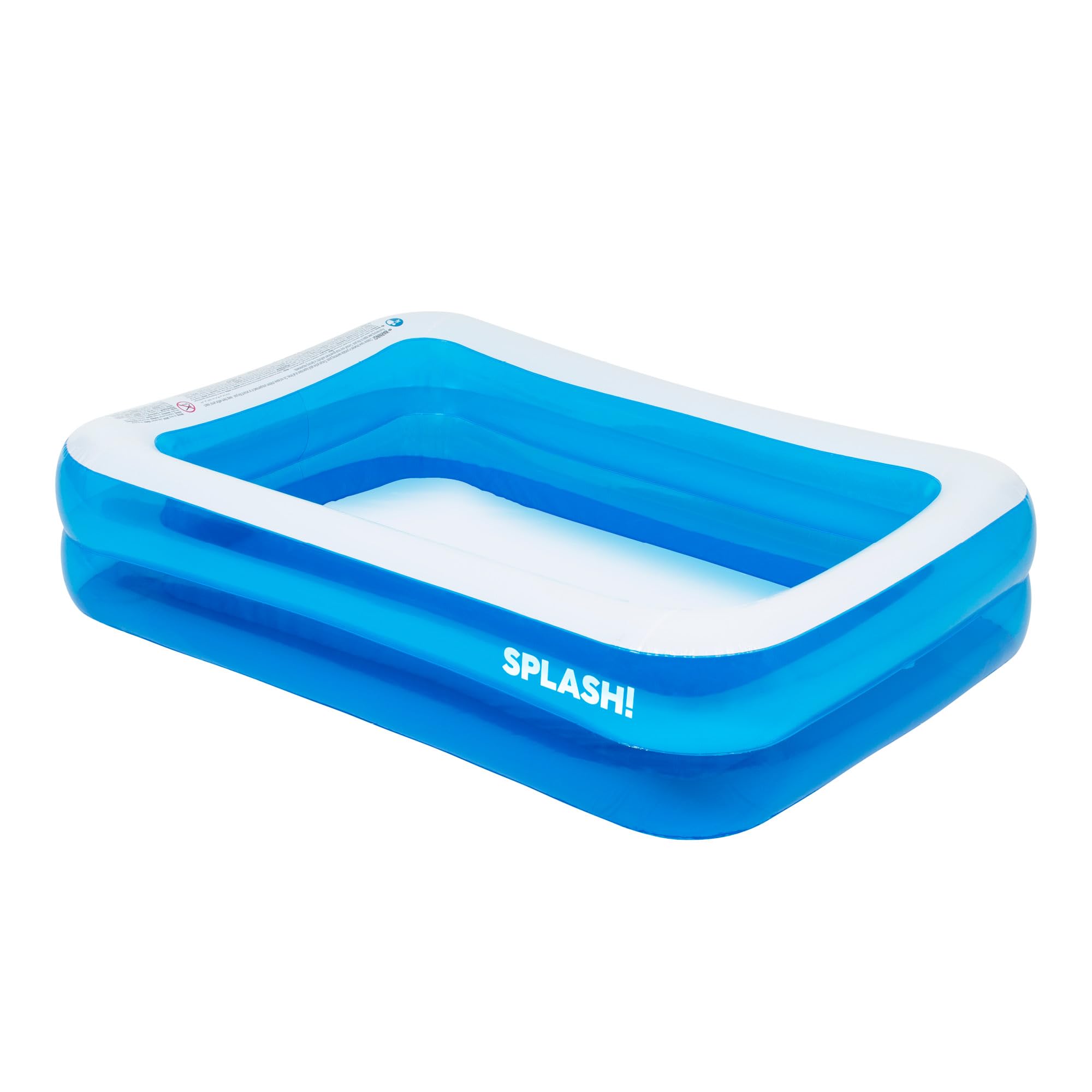 Splash! Lagoon - 6.5Ft. Inflatable Rectangular Pool – Durable Family Paddling Pool With Safety Valves, Hose Adaptor & Quick Inflation – Thick Vinyl Garden Pool For Kids & Adults – Medium Size (440L)