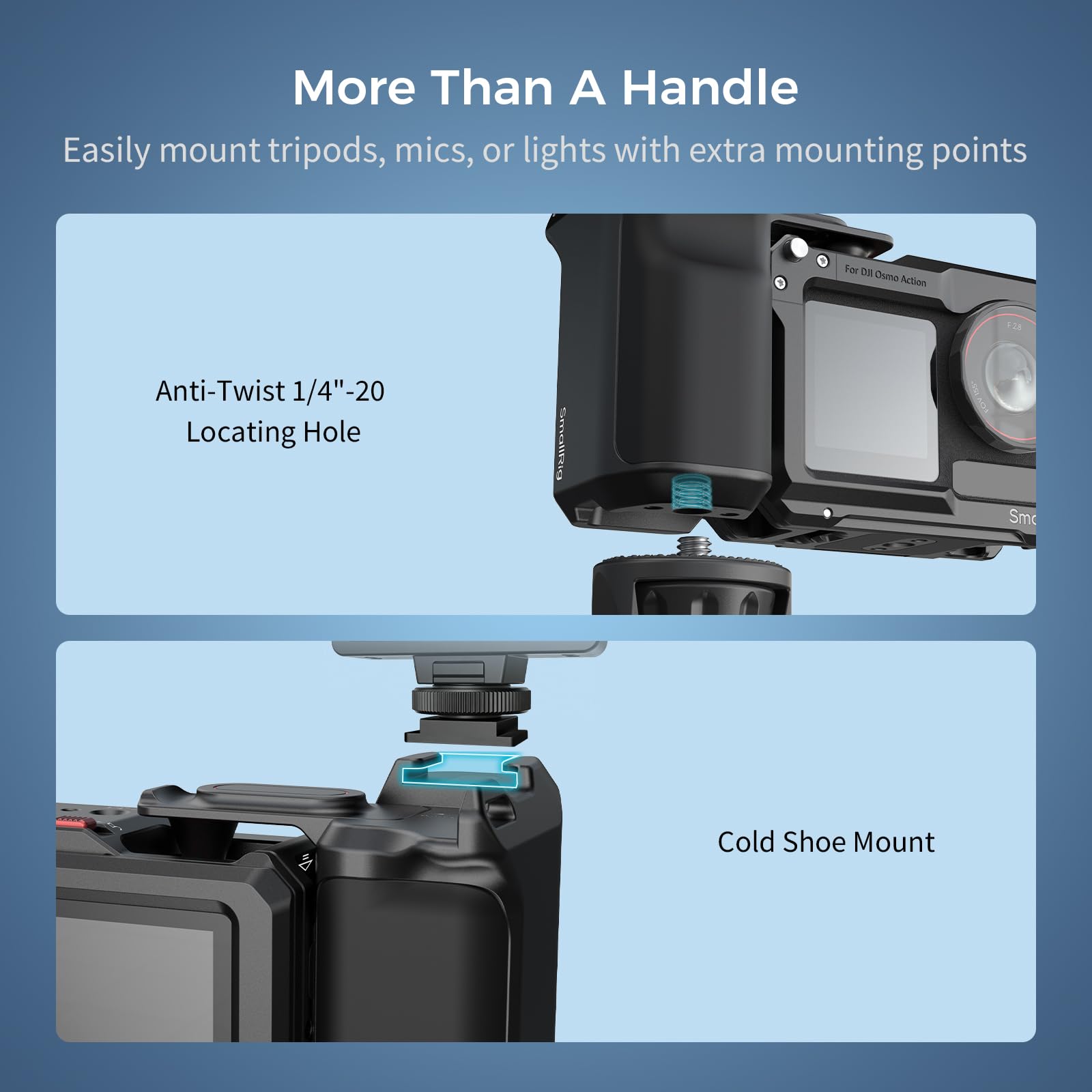 SMALLRIG Uchwyt Street Photography do DJI Osmo Action 5 Pro/4/3, szybkozłączka, przycisk migawki, stopka zimna, pasek na nadgarstek, otwór gwintowany 1/4 cala, uchwyt do DJI OEM i SmallRig -5826