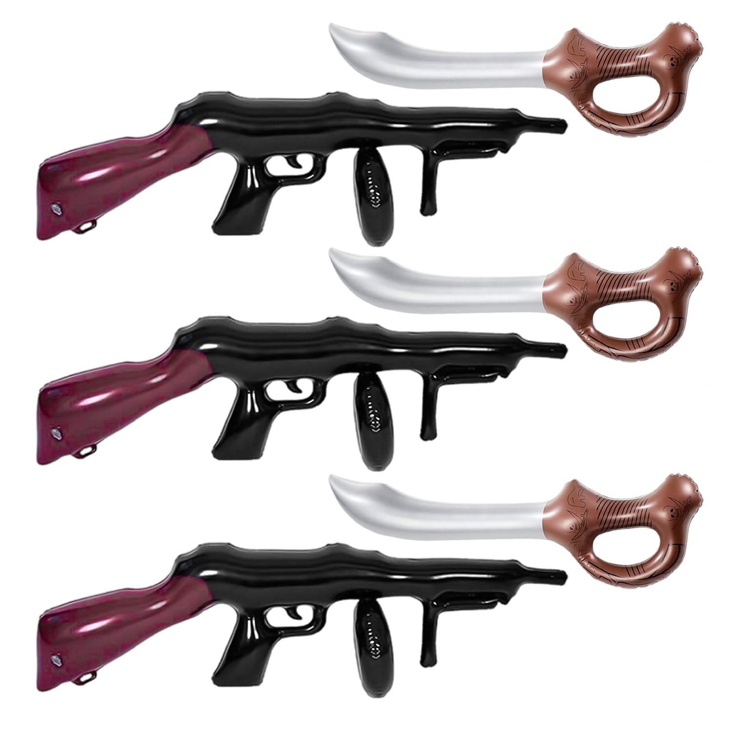 Mxghwg Boys Black Brown 6 Pieces Of Gun And Sword Inflatable Toys, Pirate Theme Toys, Stage Performance Props, Birthday Party Decoration.