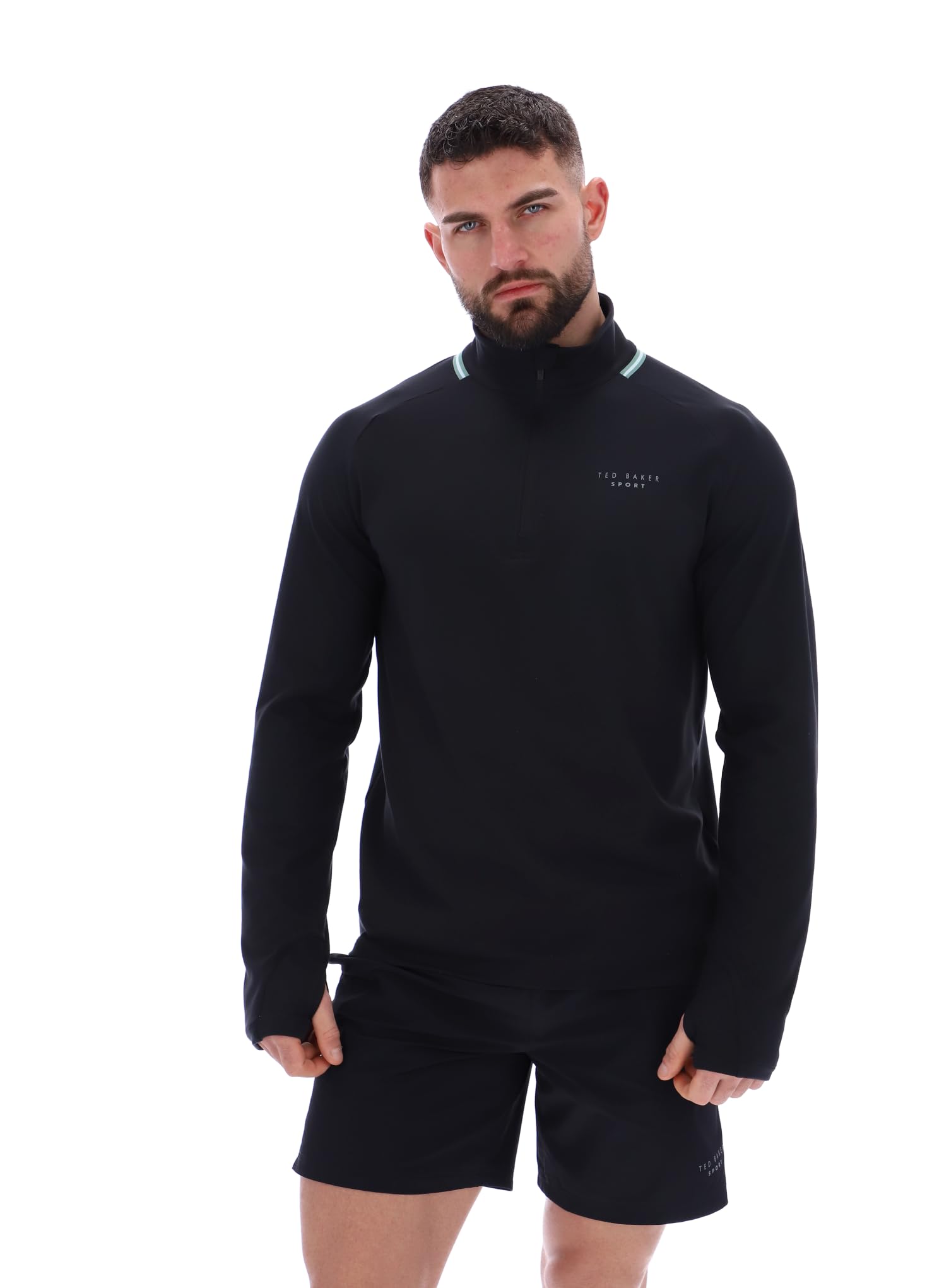Ted Baker Sport Mens RORY 1/4 Zip Soft Stretch Training Top Black