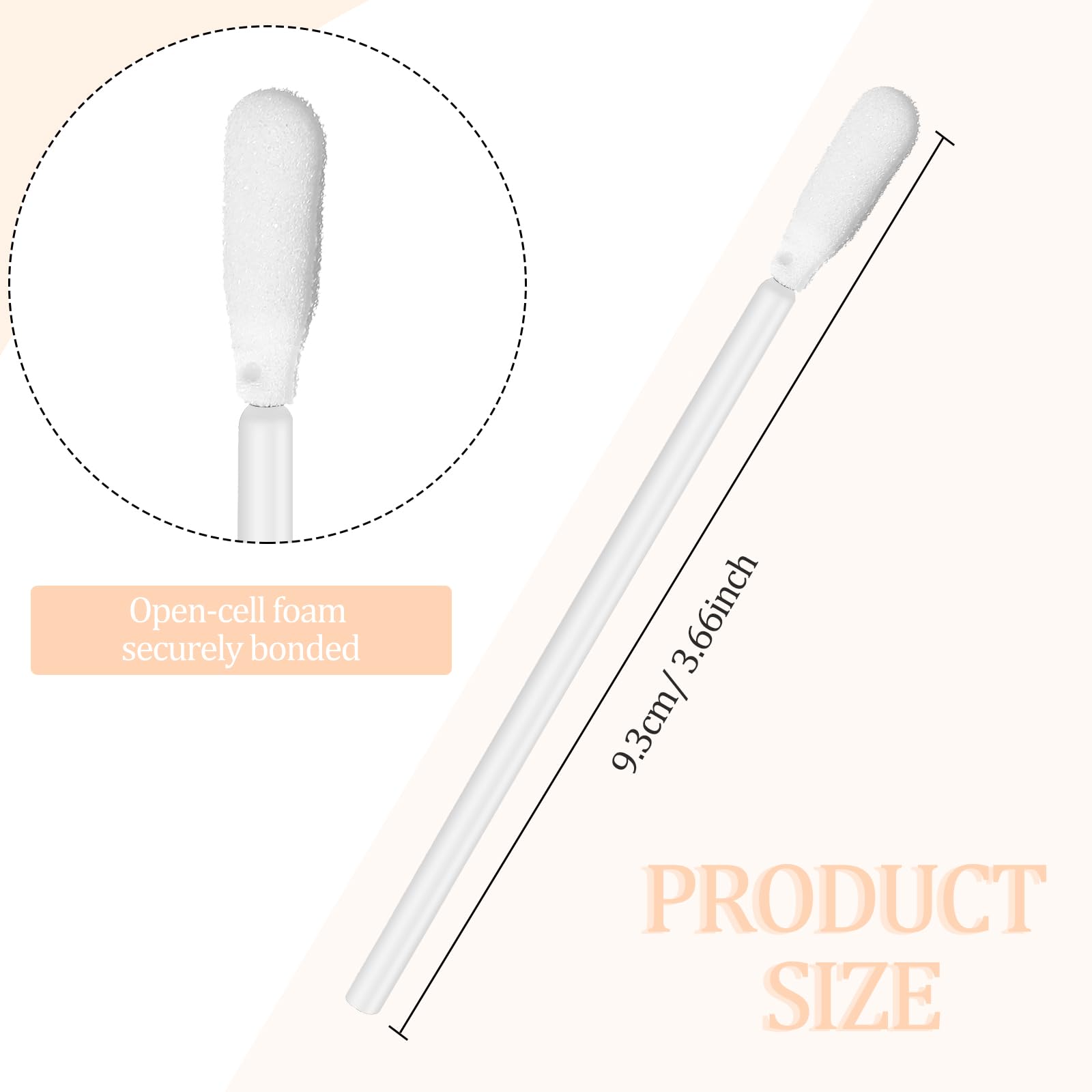Zhengmy 500 Stück Schaumstofftupfer 9,3 cm Schaumstoffspitzen Sticks Schwamm Stick Schwammkopf Reinigungstupfer für Tintenstrahldrucker Druckkopf Kamera Optische Linse Optische Ausrüstung (Weiß)
