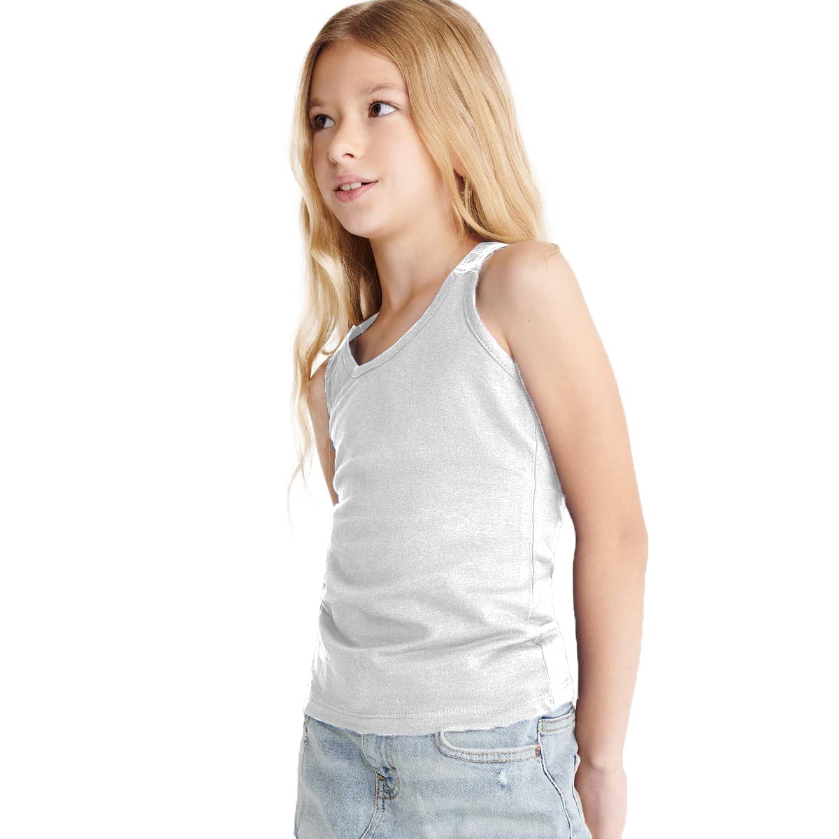 Camiseta Tirantes para niñas Deportistas - Camiseta Interior elástica Entallada Espalda Estilo nadadora, cómoda, Lisa y Suave