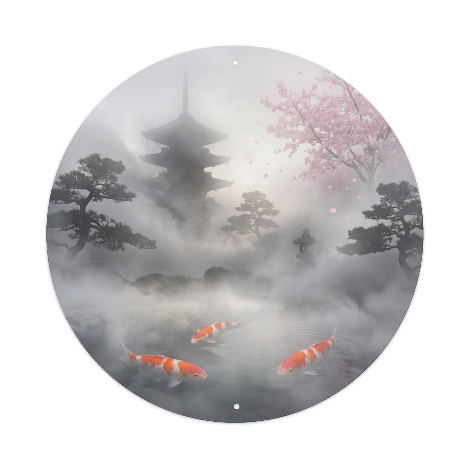 Tgrcjimh Style Metal Tin Sign Japanese Koi Fish Foggy Valley Mystery Depth
