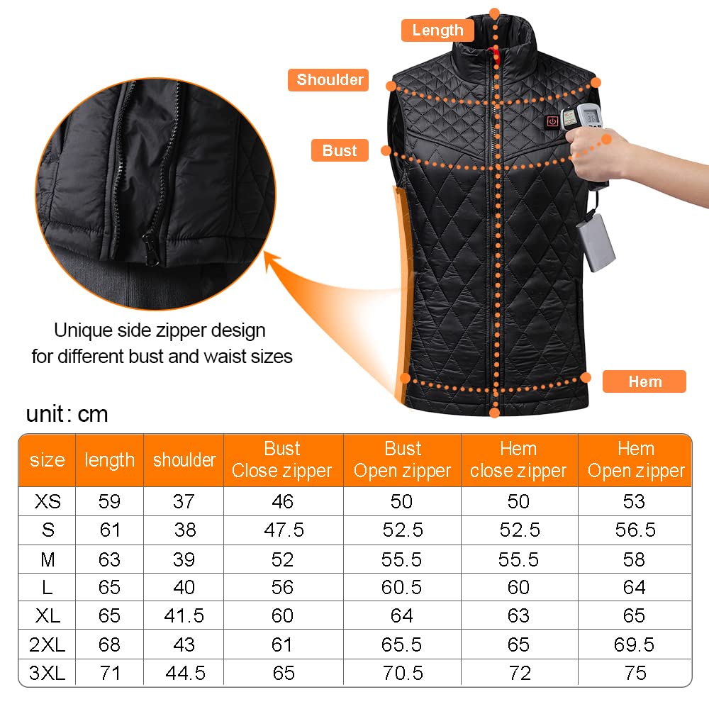 Oneshlee Gilet Chauffant Femme Usb, Gilet Sans Manche Femme Chauffant, Veste Chauffante Chasse, Vêtements Chauffé Électrique Température Réglable Imperméable En Extérieur Moto Randonnée Pêche