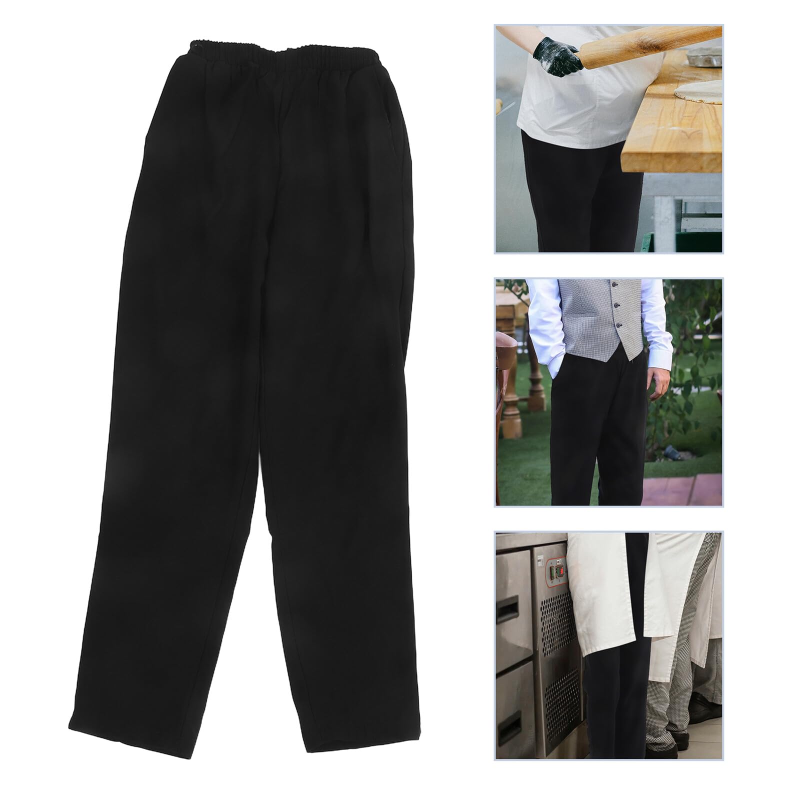 Pantalone Chef Nero in Tessuto Aria per Cucina Uomo Donna Lavoro Estivo Respirante vestibilità