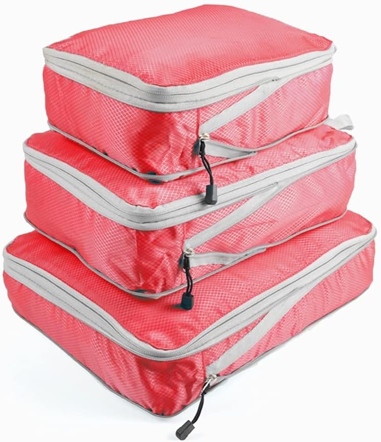 JSEIAJB 3pcs/Set Compression Packing Cubes Travel Storage Bag Luggage Suitcase Organizer Set Foldable Waterproof(White-Gintama1)