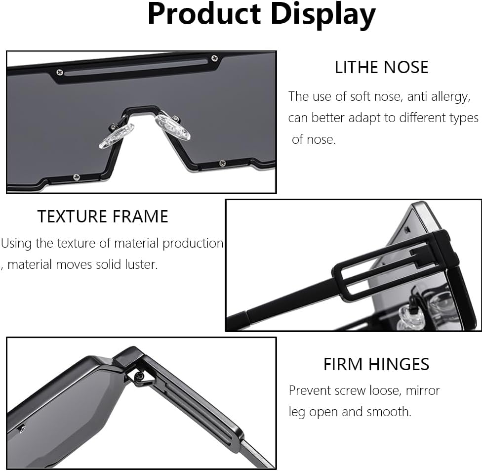 Junsika Retro Steampunk Sunglasses for Men Fashion Cool One Piece Irregular Metal Frame Sunglasses - Image 4