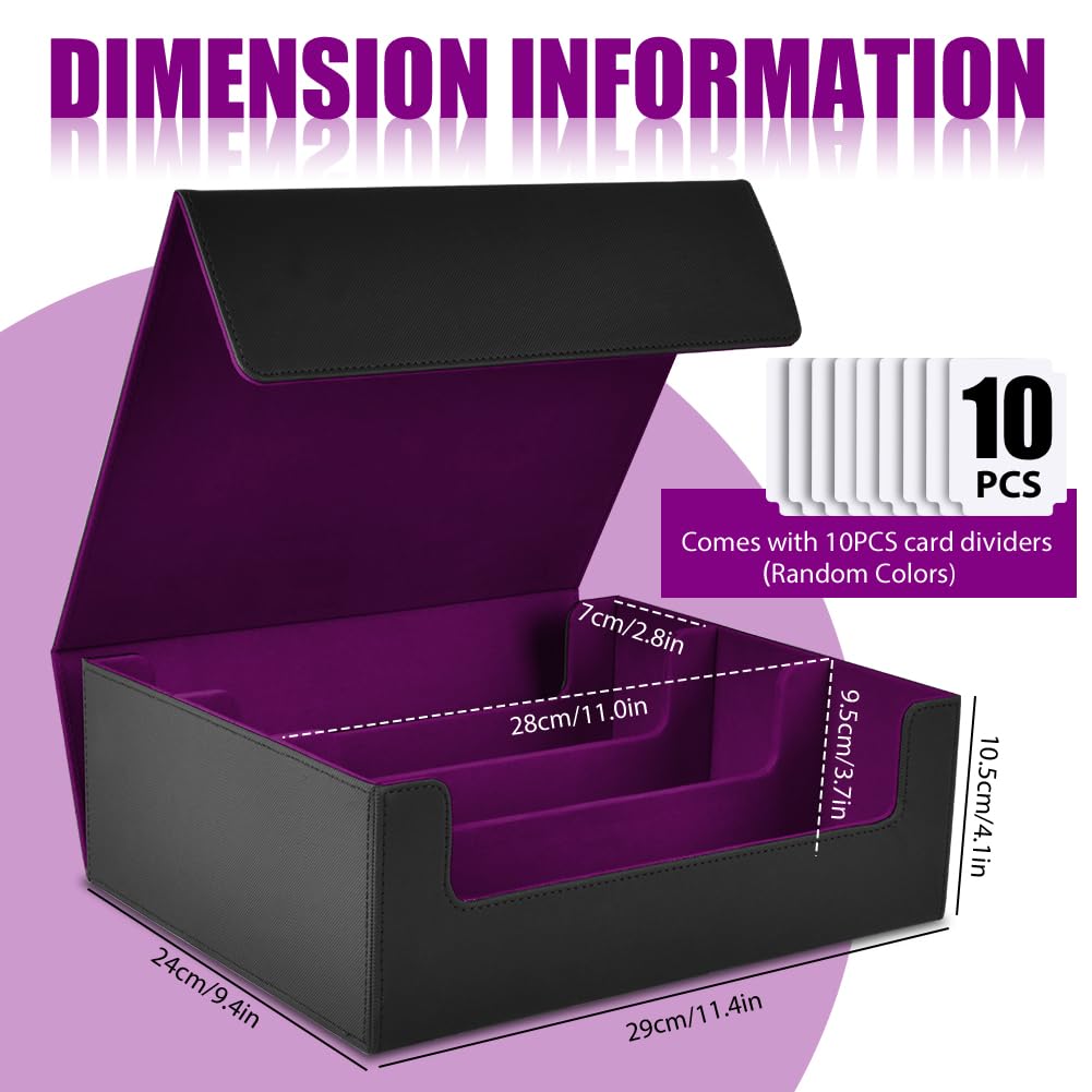 Aolso Deck Box per Carte Magic The Gathering, Scatola Magnetica per Carte da Collezione, Carte da Gioco, per 2400 Carte, Deck Case con 8 Separatori per Carte(Viola)