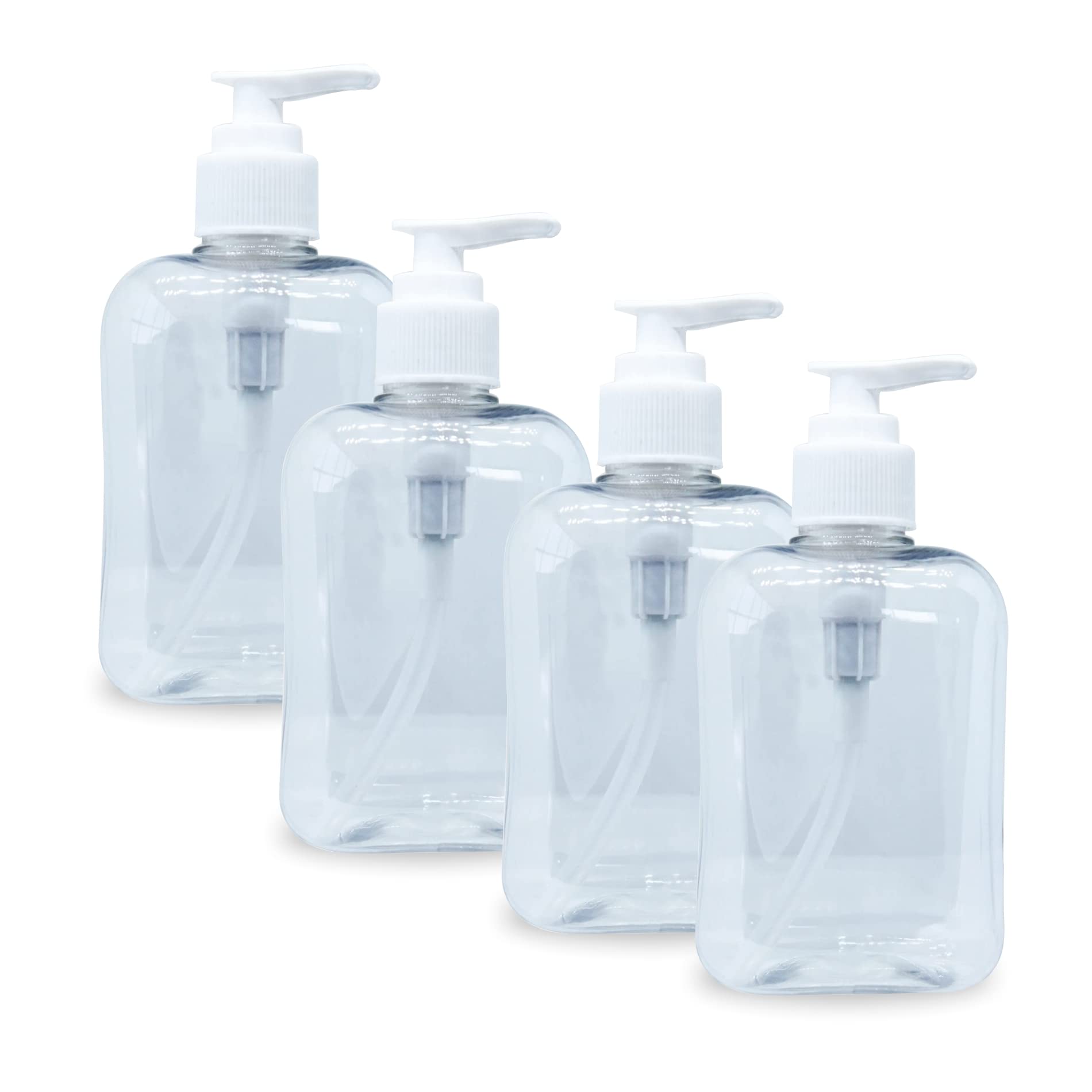 White Empty Transparent Pump Bottles Soap Dispenser Storage Container Refillable & Reusable Portable Hand-wash Container Outdoor Camping for Sanitizer Lotion Shampoo Oil-250ml (pack of 4)-image-19