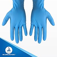 Vista 6 de Dynarex - Guantes desechables estériles de nitrilo para examen, sin polvo, empaquetados de forma estéril en pares, palmas texturizadas, azul