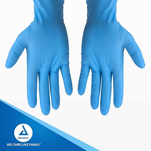 Miniatura 6 de Dynarex Guantes quirúrgicos de nitrilo desechables estériles, sin polvo, empaquetados individualmente en pares, palmas texturizadas, azul, mediano,