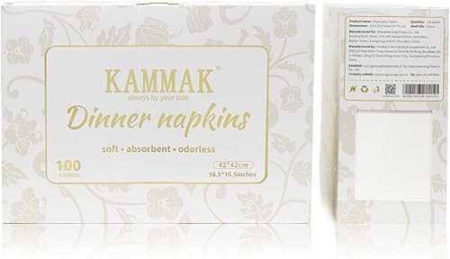 Miniatura 2 de KAMMAK Servilletas de papel blanco desechables con bolsillo, paquete de 100 toallas de mano para invitados, servilletas de boda de primera calidad,