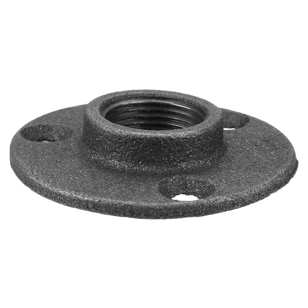 10pcs Black Malleable Iron Base Flange BSP Threaded Pipe Fitting for Wall and Floor Mounting Antique Industrial DN20 3/4''