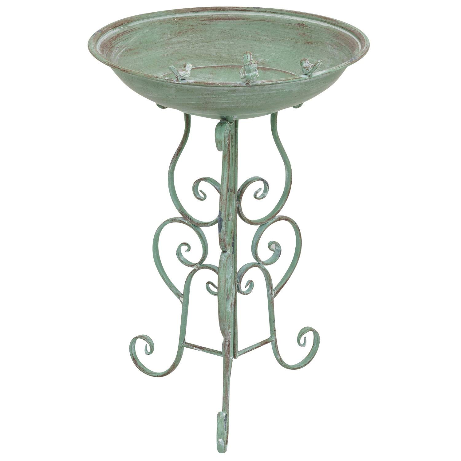 aubaho Vogeltränke Vogelbad Vogelbecken Garten Vogel Tränke Metall Antik-Stil grün 76cm Futterplatz