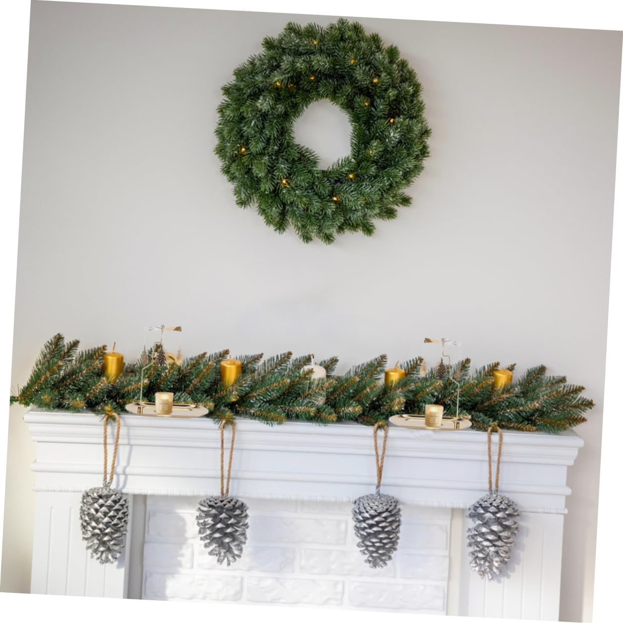 Christmas Tree Revolving Candle Holder with Small Golden Tray, Rotating Candlestick Stand for Desktop Holiday Décor, Assembling Lantern Candle Stand for Christmas Table Centerpiece