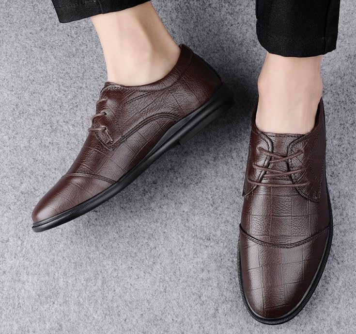 Mens Black Oxfords Lace Up Modern Leather Business Casual Scale Pattern Comfort Formal Shoes Fashion Dress Business Shoe3