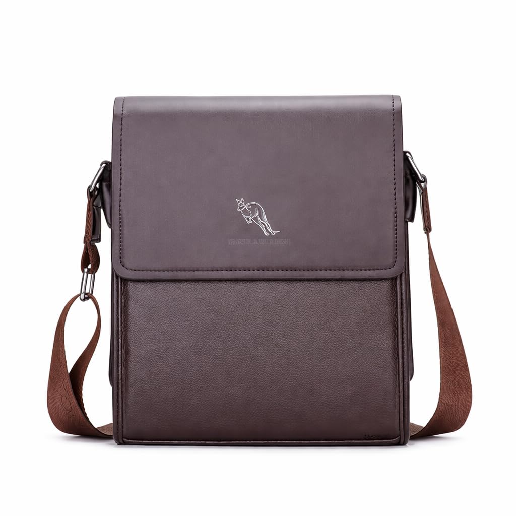 LACOPINE Leather Retro Men's Shoulder Messenger Sling Bag,Brown