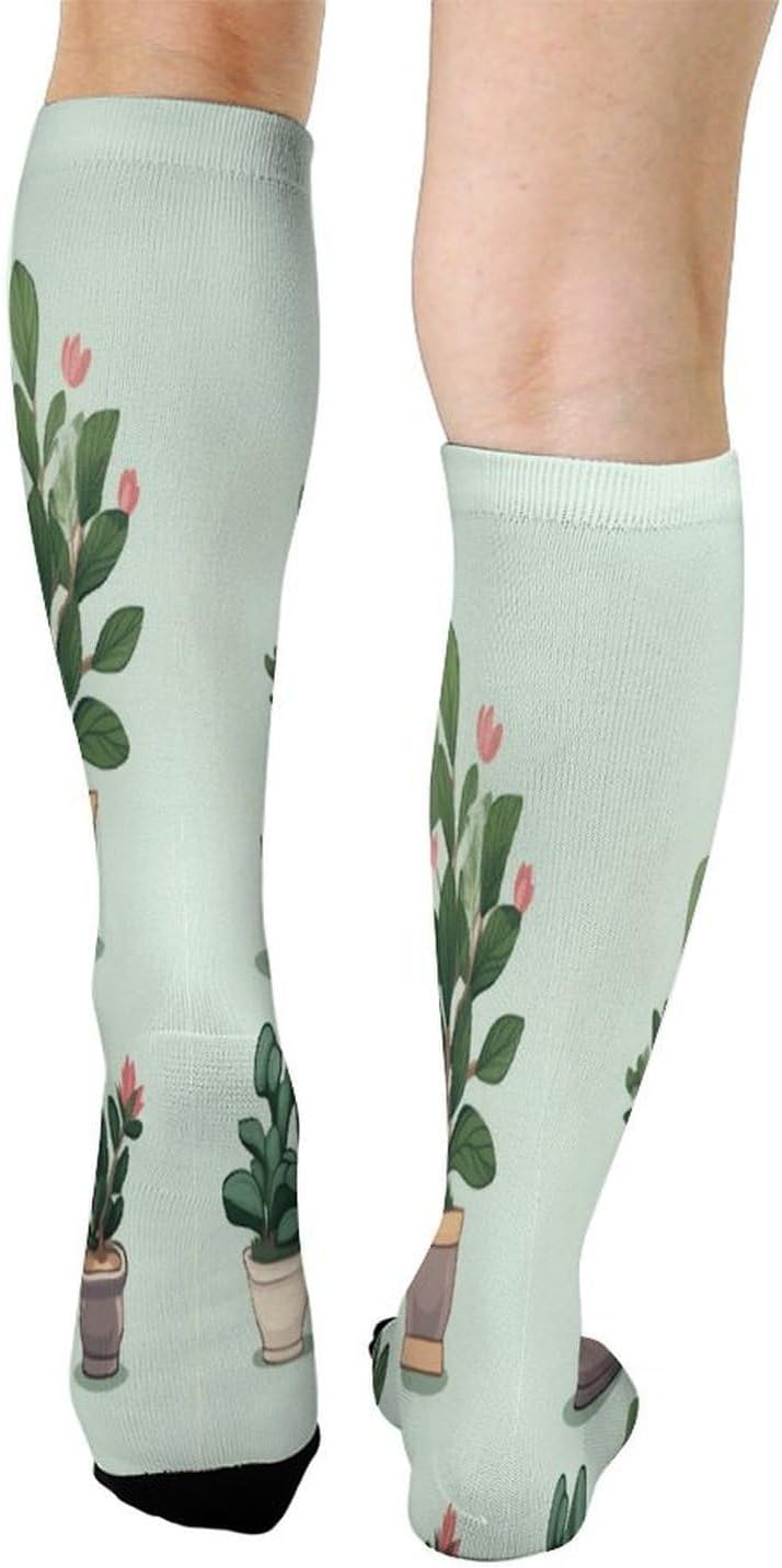 Bonsai Plant Mid-Calf Socks Women Warm Knee High Socks Cozy Hiking Skiing Soft Boot Mid Calf Stocking Unisex