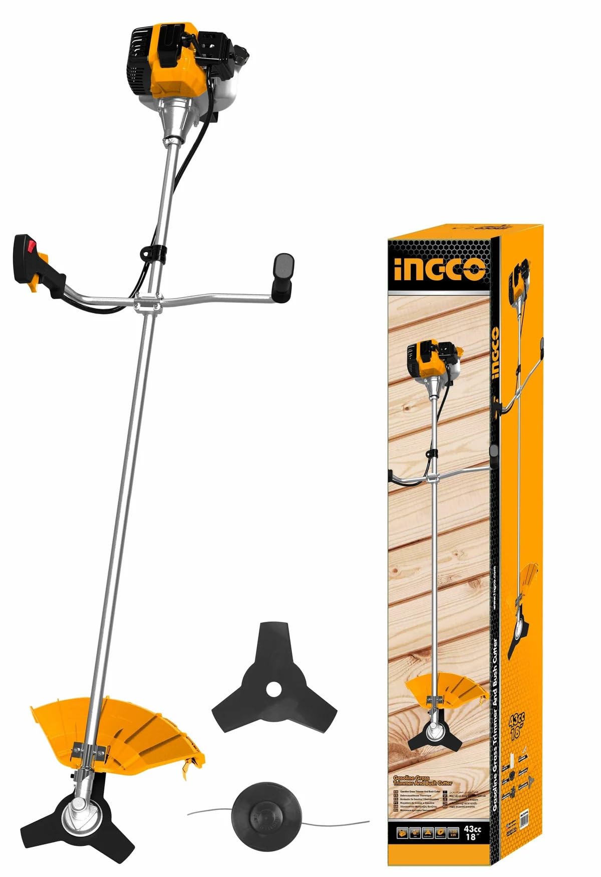 INGCO GBC5434421 Side Pack Crop Gasoline Grass Trimmer & Brush Cutter Petrol Engine with Line Spool & 3 Teeth Blades for Crop Trimming, Grass, Garden, Lawn (1.25kW, 2 Stroke, 42.7cc, 1200ml, 9000rpm) (B0CBZKKTWR) Amazon Price History, Amazon Price Tracker