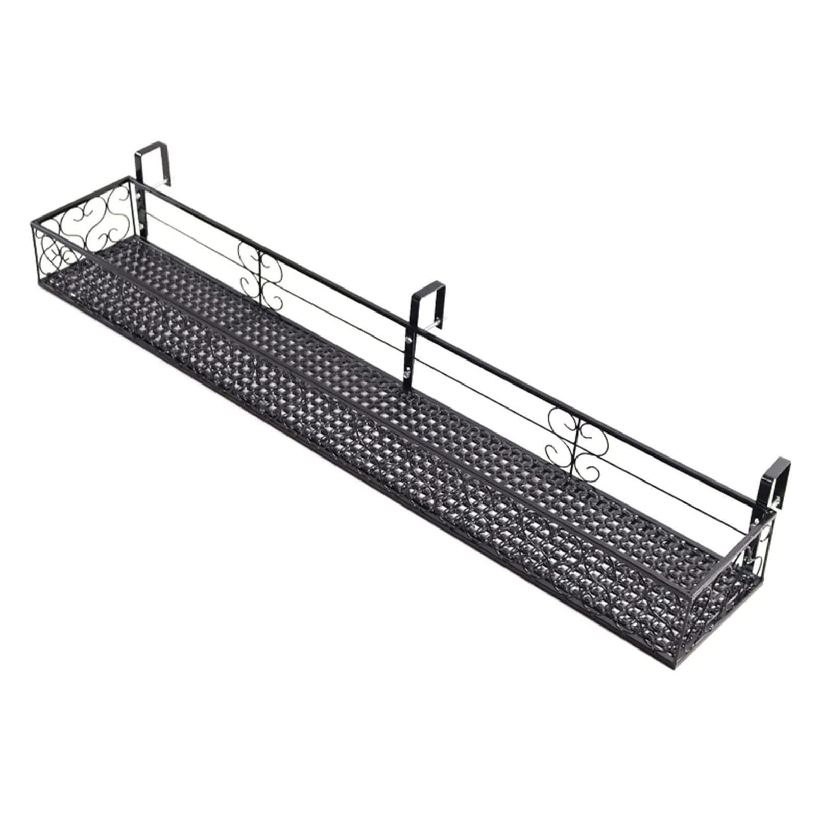 ZTZBFGM 120x20x12cm, Hanging Railing Planter Balcony Plant Holder Flower Railing Rack, Iron Railing Shelf for Flowers Rectangular Iron Fence Basket for outside Railing Shelf Decoration