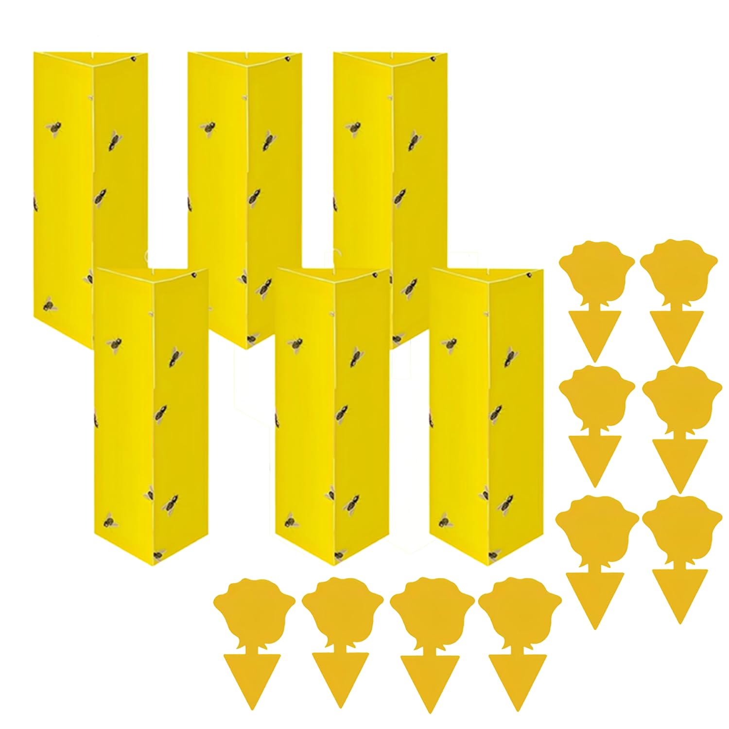 6-Pack Indoor & Outdoor Dual-Use Hanging Fly Traps, Double-Sided Sticky Catcher for Fungus Gnats & Multiple Insects, Includes 10 Free Fruit Fly Traps for Plant & Home Fly Control