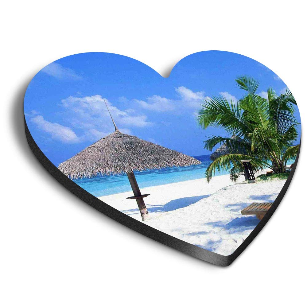 1 x Heart MDF Magnets - Tropical Beach Scene Palm Trees 46376