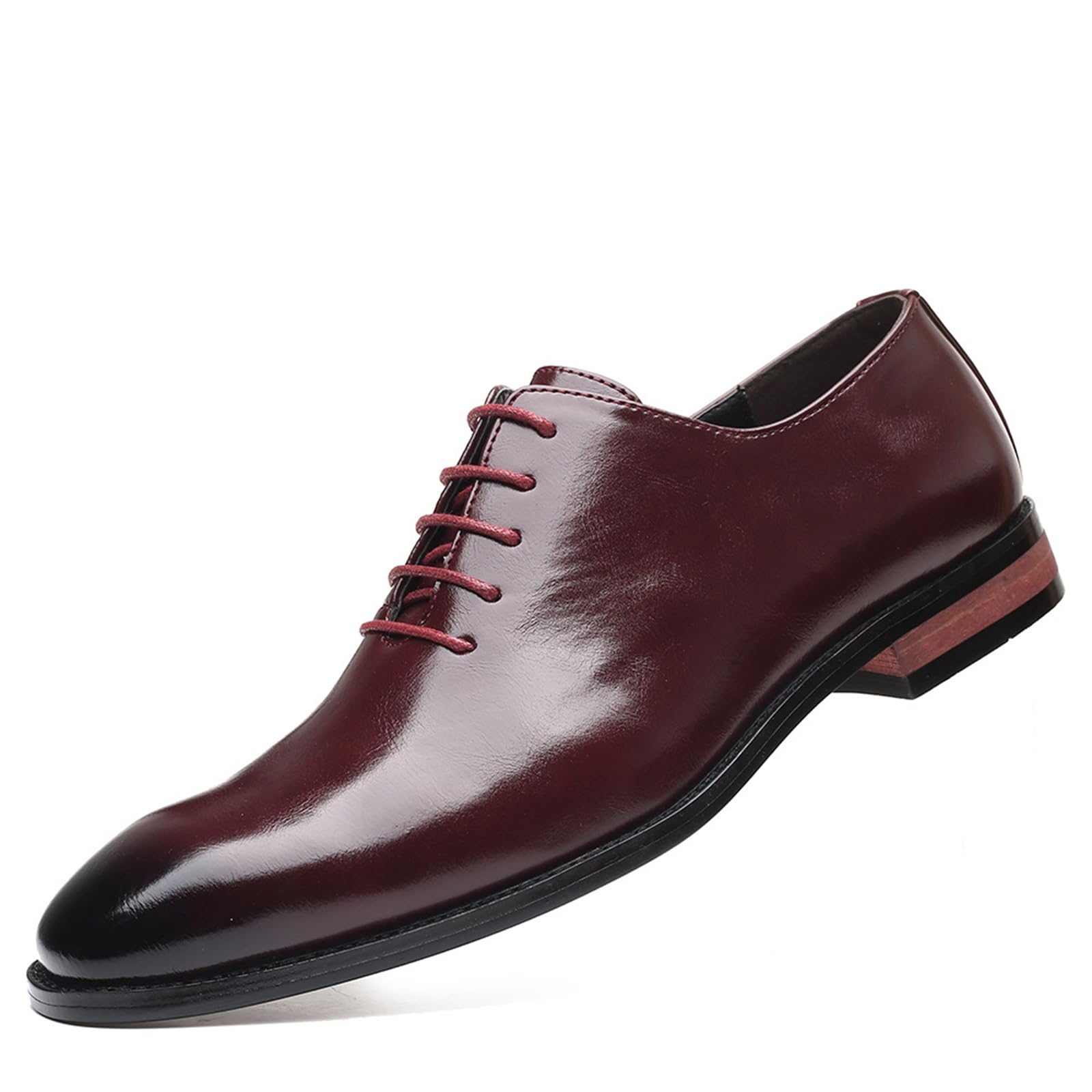 Abend Oxford Schuhe für Herren Klassische Schnürer Business Schuhe Low-Top Kleid Schuhe für die Hochzeit,Rot,45 EU