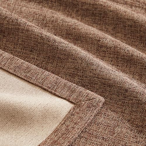 Image of ZeeMart Burlap Style Farmhouse Table Runners 90 Inches Long, Brown Rustic Woven Coffee Table Runner for Everyday Use, 14x90 Inches, Brown