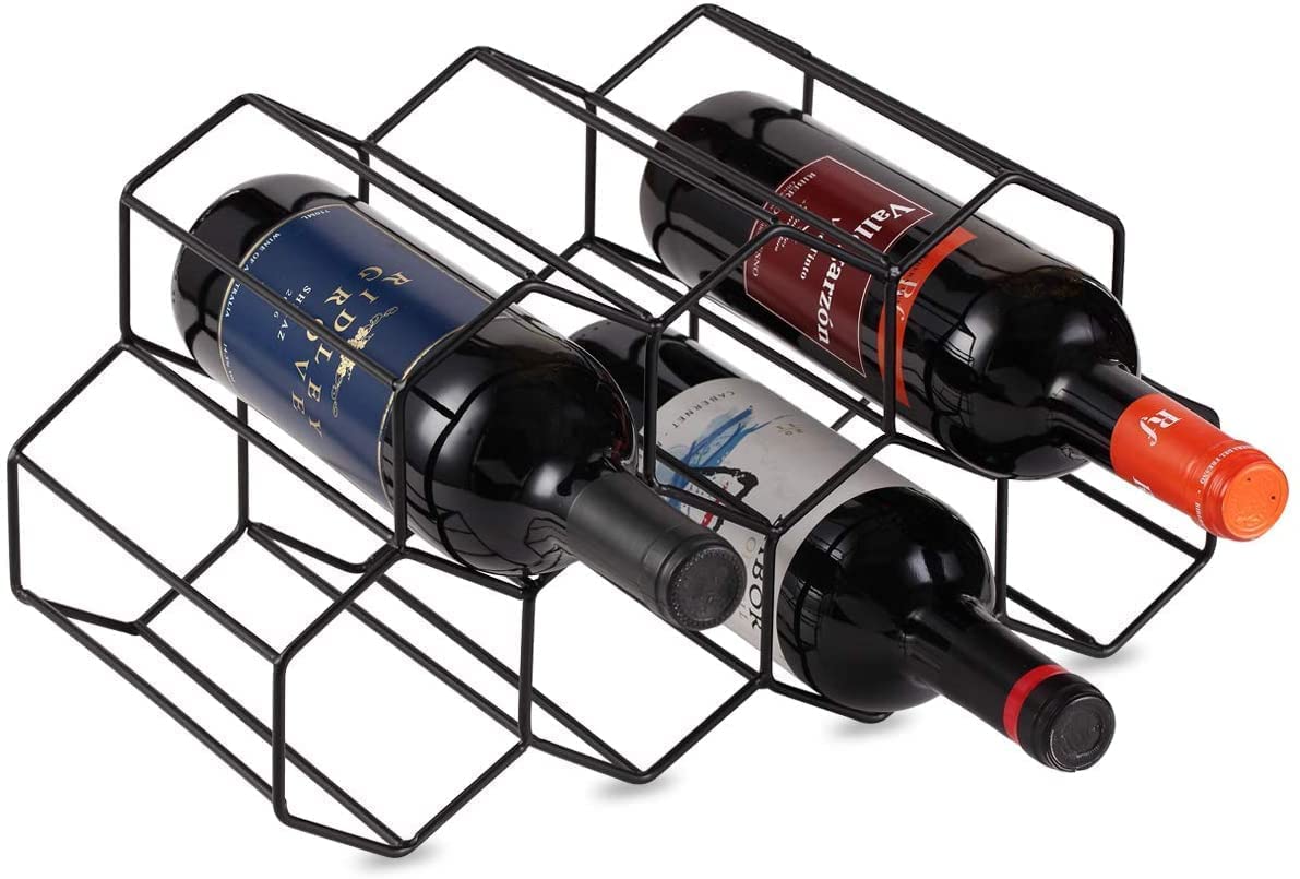 UNIQUE ART WORKS Wrought Iron 7 Wine Bottles Freestanding Storage Rack/Holder | Wine Rack Display Shelf/Organizer for Home & Kitchen Bar