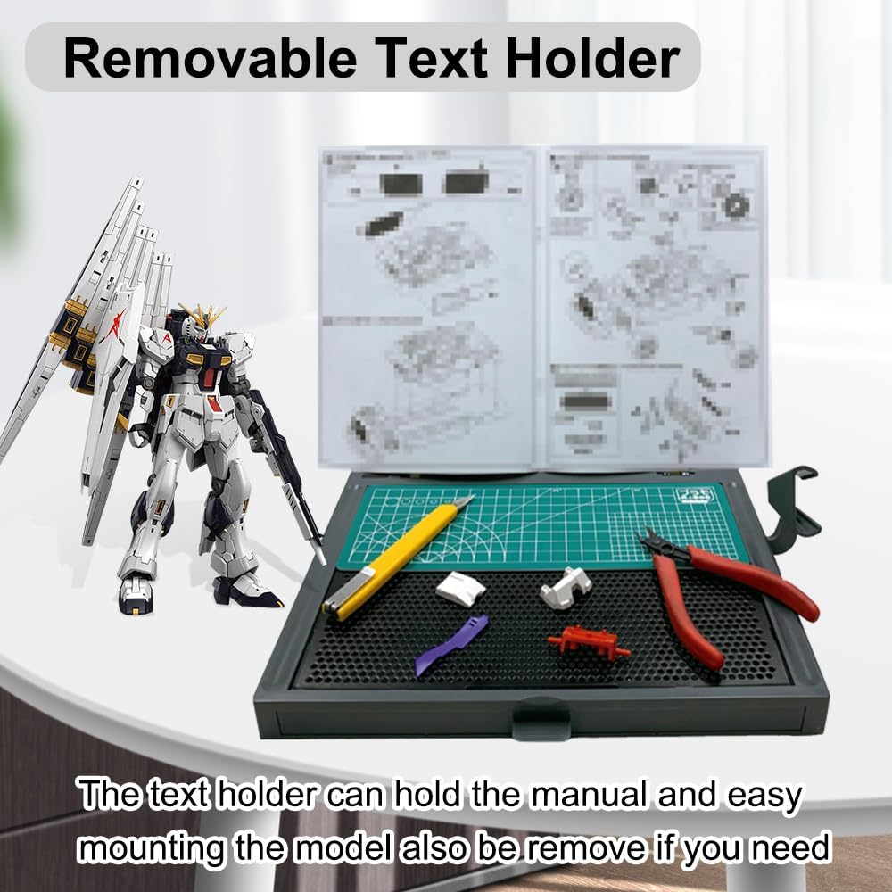 Making Workbench with Drawer, Portable Worktable for Cutting and Assembly, Model Work Table with Pliers Rack, Display Version, Dual Craft Cut Mat, Foldable Storage and Space-Saving