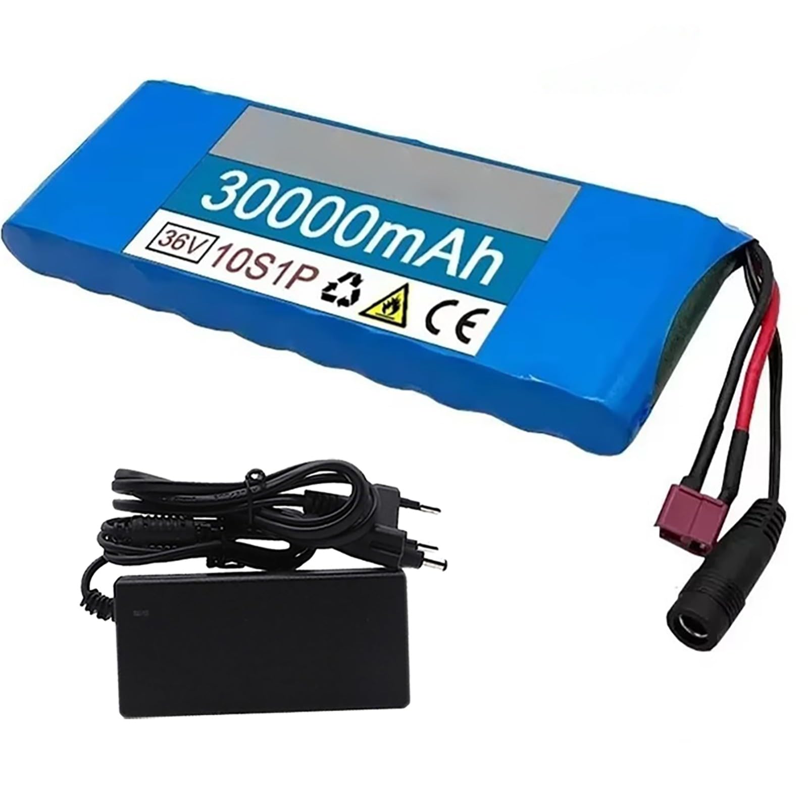 Akumulator do roweru elektrycznego 36 V 30 Ah, akumulator litowo-jonowy o dużej pojemności, do rowerów elektrycznych, skuterów i motocykli, z ładowarką (36 V 30 AH), T