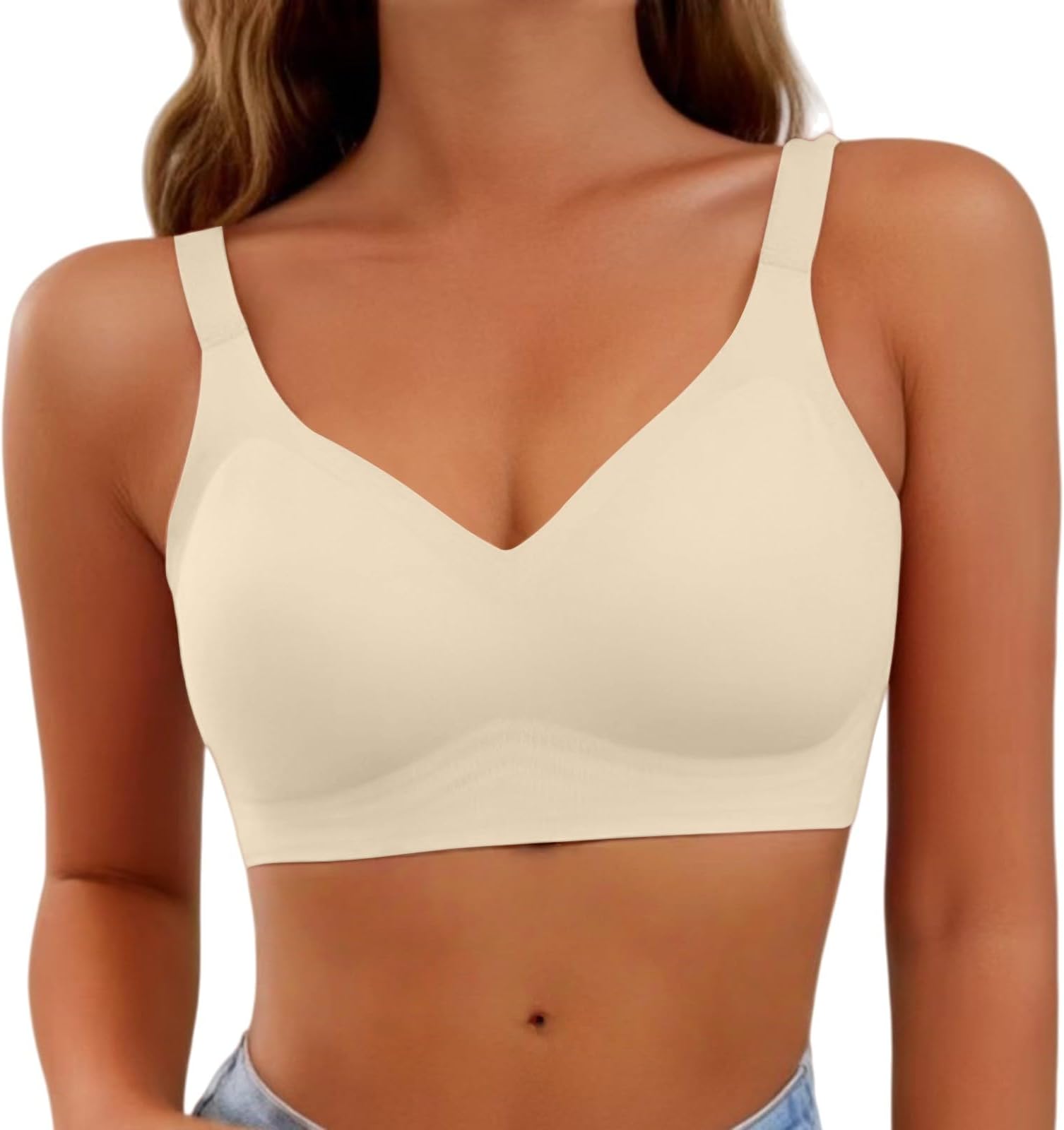 Jelly Bras for Women Wireless Push Up Supportive Full Coverage T Shirt Bra No Underwire Everyday Seamless Bralette