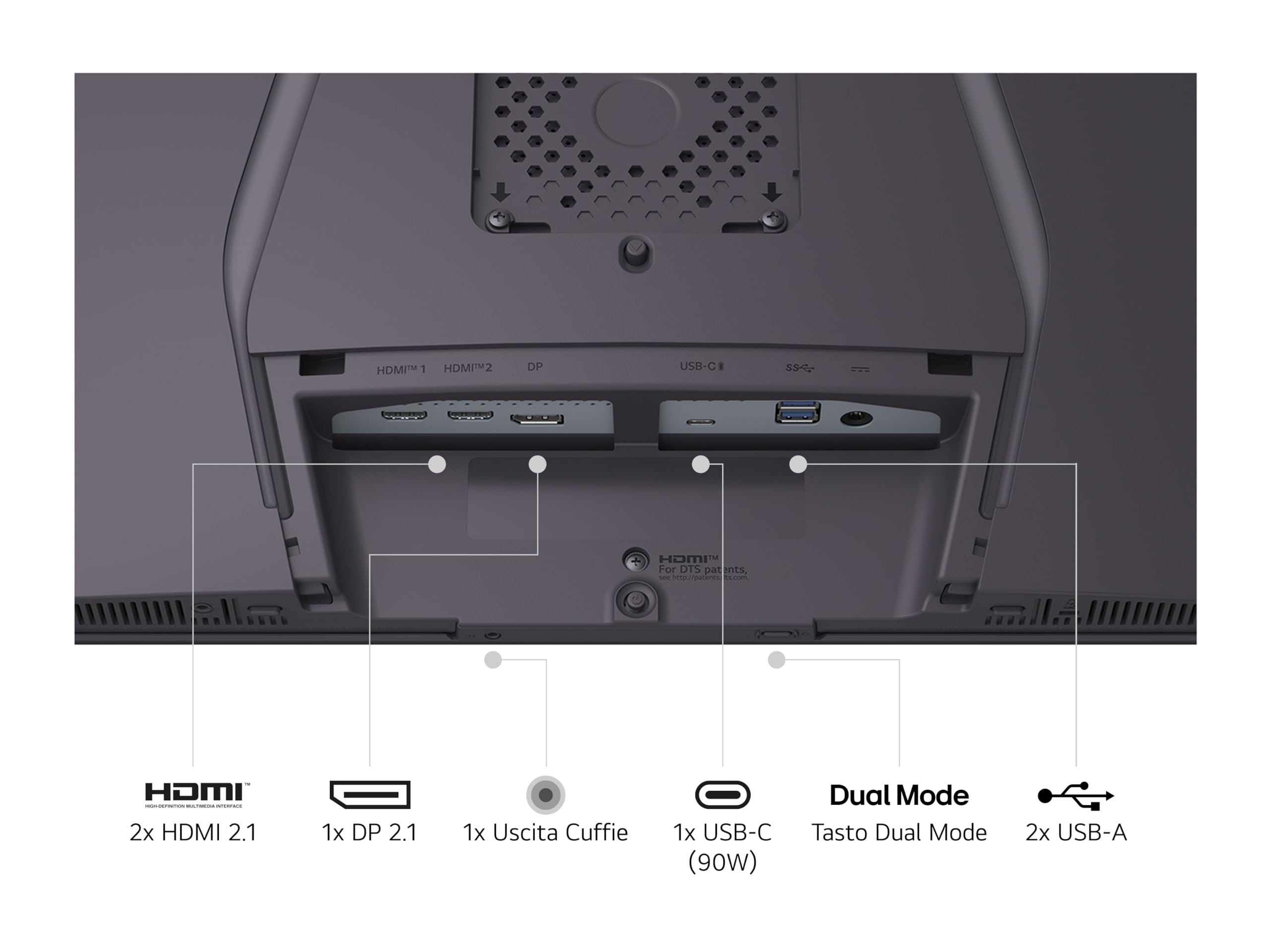 LG UltraGear OLED 32GX870A Monitor Gaming 32" UHD 4K 240Hz / FHD 480Hz, 0,03ms (GtG), G-Sync Compatible, AMD FreeSync, VRR, Speaker 14W, HDR True Black 400, USB-C, HDMI 2.1, DP 2.1, Hub USB, Nero