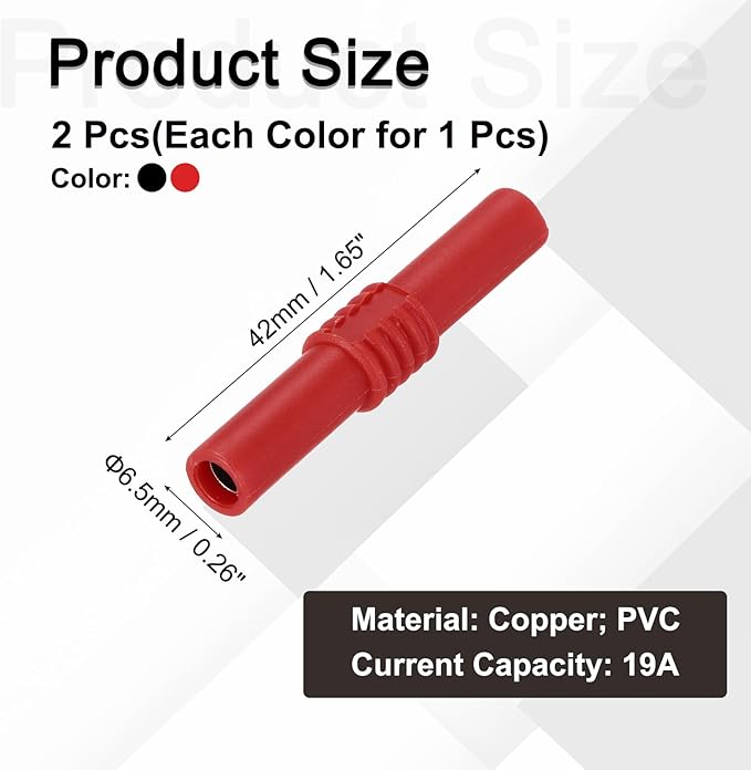 2 Adaptadores Enchufe Banana 4mm Hembra a Hembra Negro Rojo miniatura 2