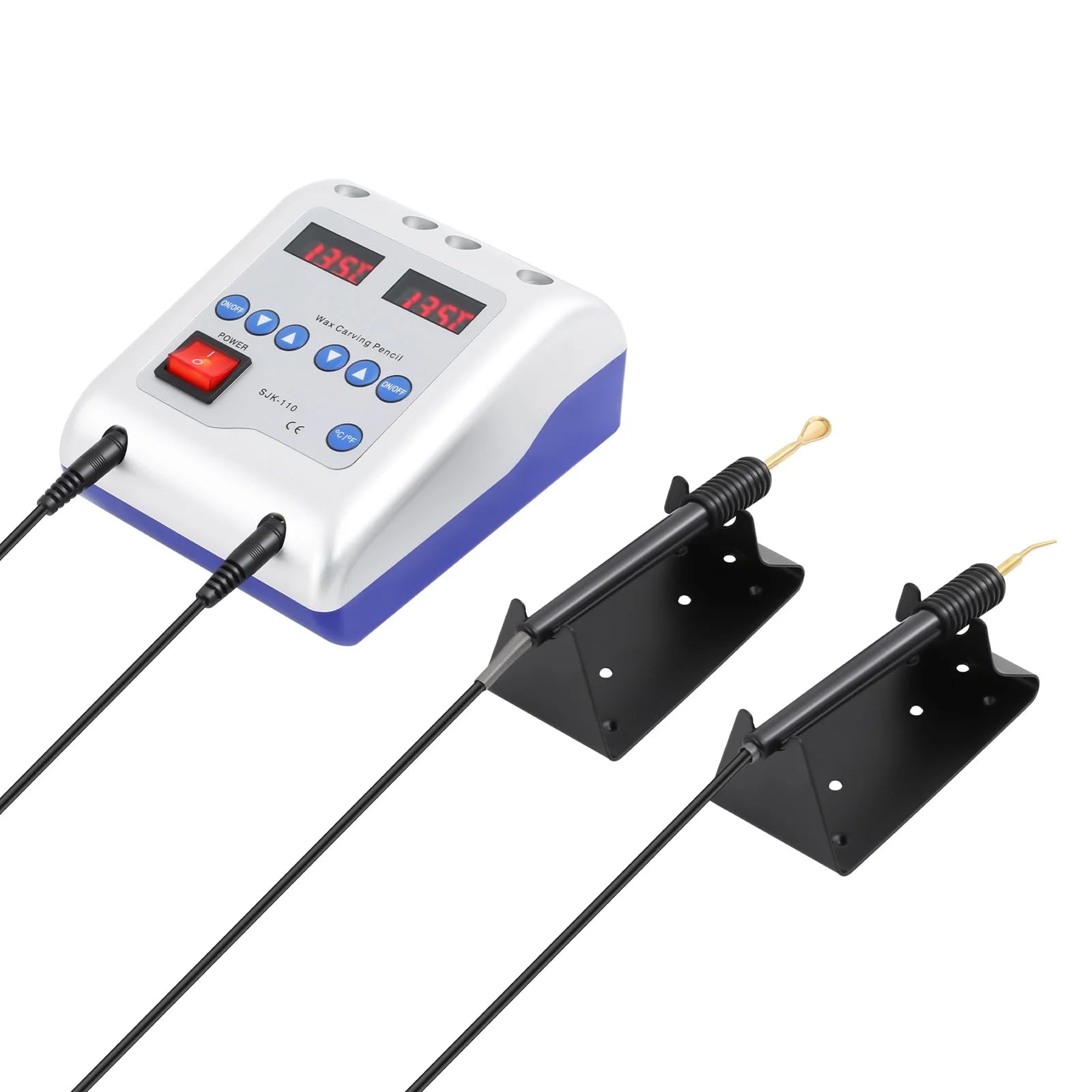 Electric Waxer Carving Machine Double Pen and 6 Wax Carver Tip Pot for Lab Sent from UK Warehouse, White - Image 2