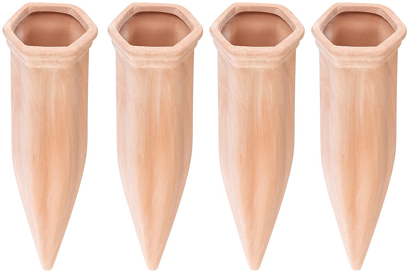 Royal Gardineer Bewässerung Topf: 12er-Set XL-Bewässerungs-Tonkegel für Glas- & PET-Flaschen bis 1 Liter (Bewässerungskegel Ton für Flaschen, Bewässerungssystem Ton, Wein)