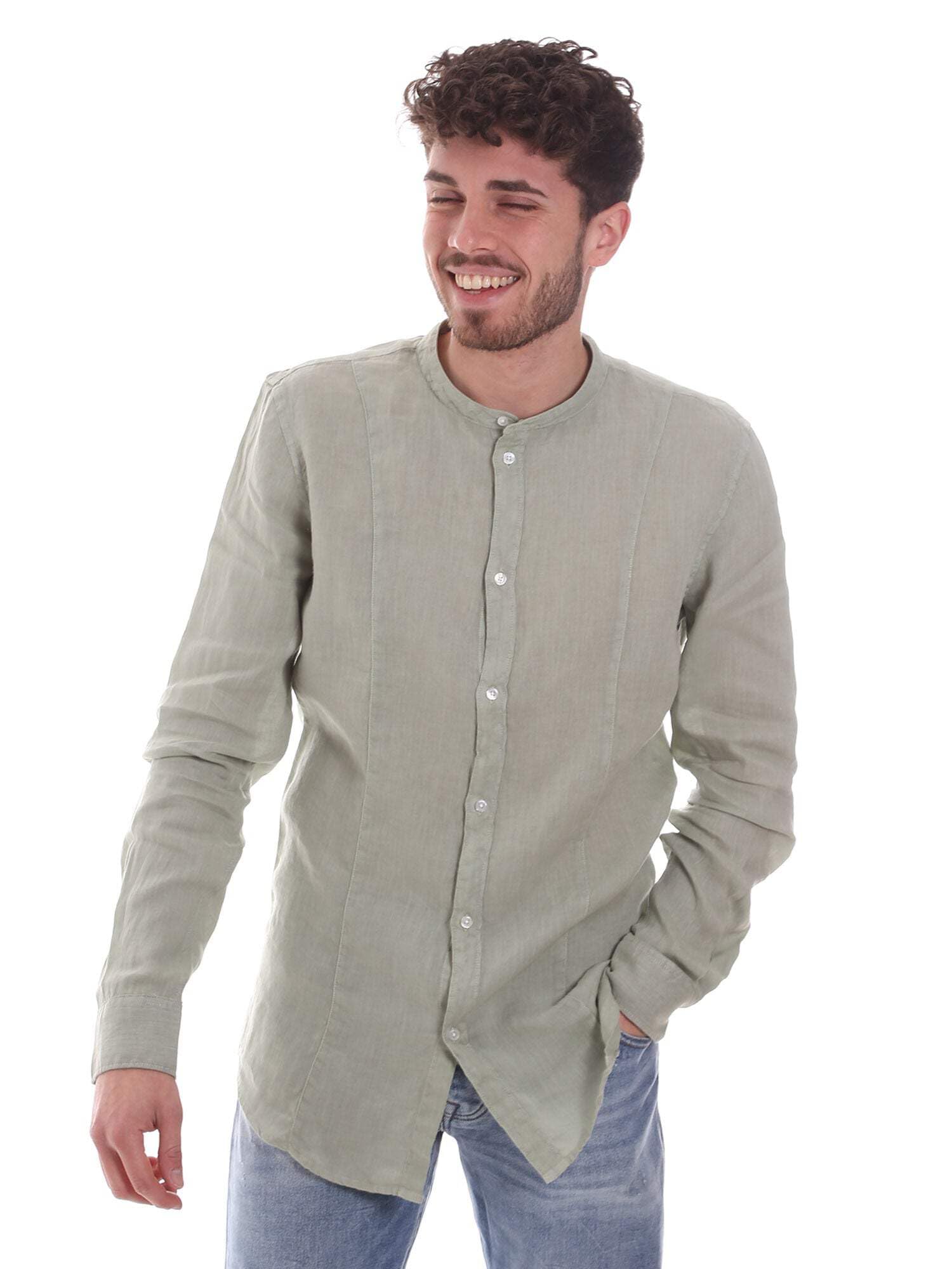 Gaudi CAMICIA 111GU45006 Chemise homme lino regular fit manches longues - 5