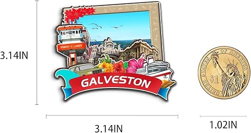 Miniatura 3 de Galveston Texas USA - Imán para nevera con imán de madera 3D, monumentos coleccionables para viajes, decoración hecha a mano