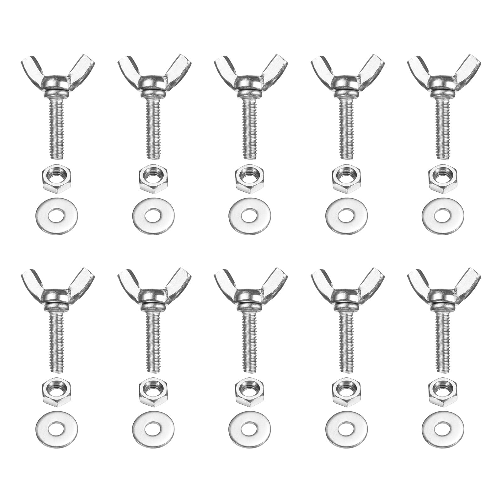 PATIKIL M4-0.7 x 16 mm Wing Butterfly Screw, 10 Pcs 304 Stainless Steel Wing Nuts and Bolts Machine Fastener Thumb Hand Screws for Electronic Equipment DIY Tools, Silver