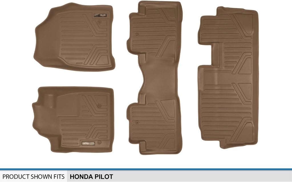 SMARTLINER Custom Fit Floor Mats 3 Row Liner Set for 2009-2015 Honda Pilot