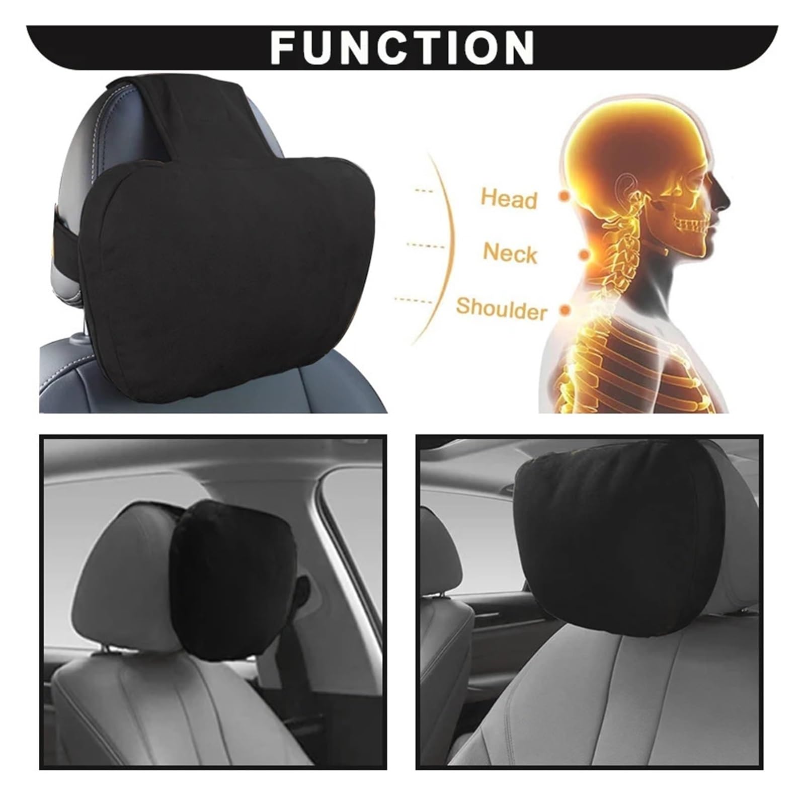 Cale Tete Voiture Appui-tête de Voiture, Support de Cou, siège Doux, Universel, réglable, Oreiller de Cou, Oreiller de Taille(2Pcs Gray)
