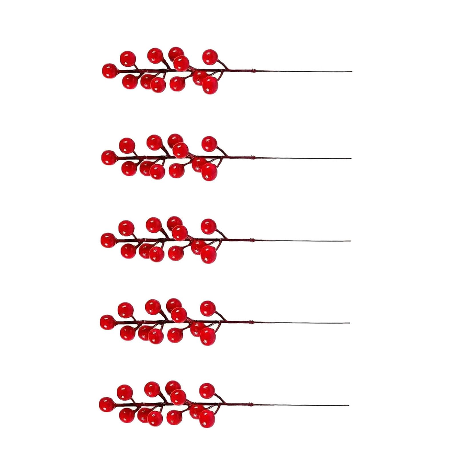 Msioytog 50Pcs Realistic Red PVC Berries Stems Artificial Red Berries Branches for Festival Wreath Christmas Tree Top Decoration PVC Stems