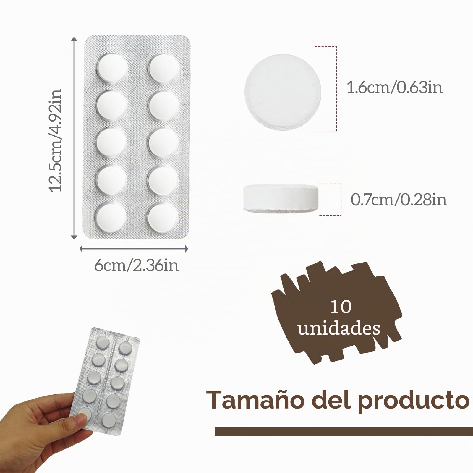 10 Piezas Pastillas Limpieza Cafetera, Pastillas Limpiadoras para Cafeteras, Limpiadoras Detrartrantes para Cafeteras Automáticas y de Expreso, Compatibles con Todas las Marcas