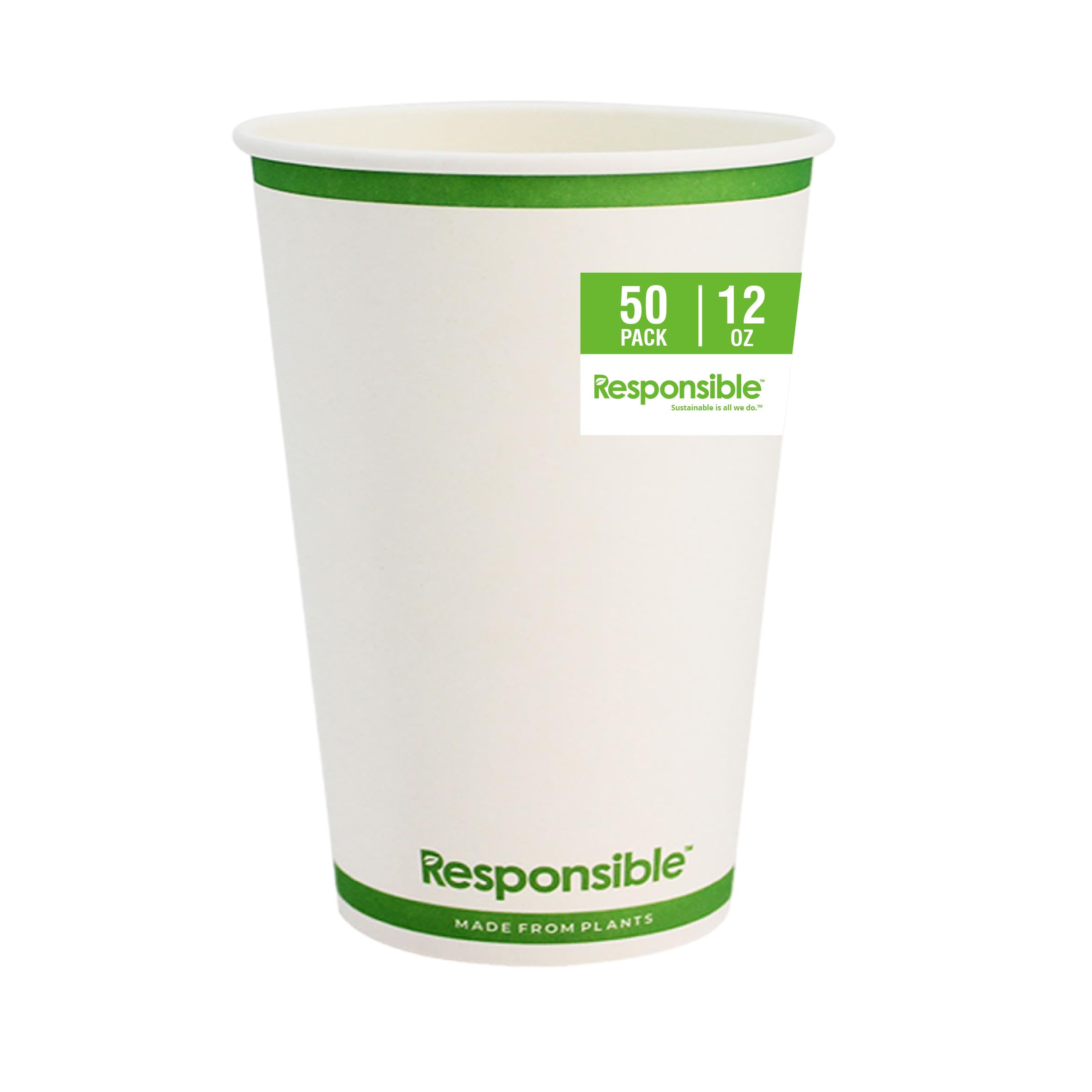 Responsible Products 12 oz (50 Count) / Classic White / Casual Cups