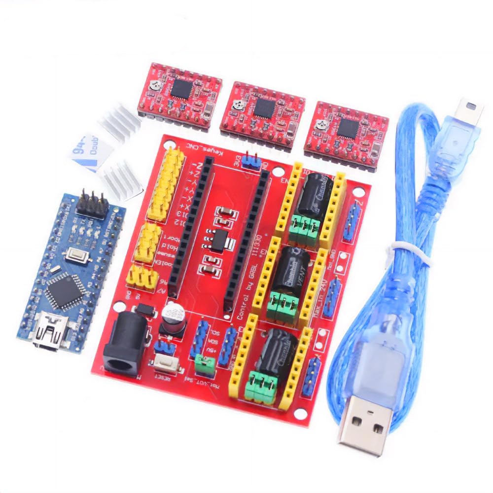 Produktbild von EVTSCAN CNC-Shield A4988 + Nano 3.0 – 3‑Achsen Treiberplatine Für 3D-Drucker & Lasergravur (USB-Kabel Dabei)