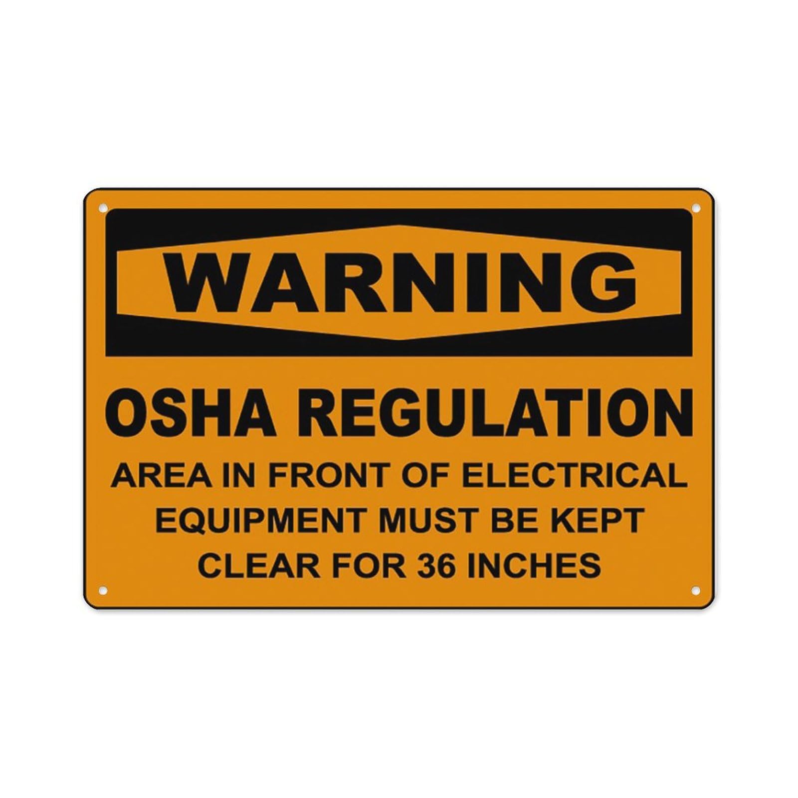peiyeety Warning Osha Regulation Area In Front Of Electrical Equipment Sign Aluminum Tin Warning Signs For Home Outdoor Garden 12X16 Inches