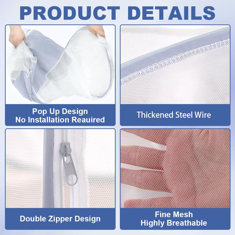 Mosquitera plegable, ultraligera para cama con cremallera, mosquitera portátil para cama individual, mosquitera de instalación gratuita para viajes al aire libre, camping (190 x 90 x 90 cm)