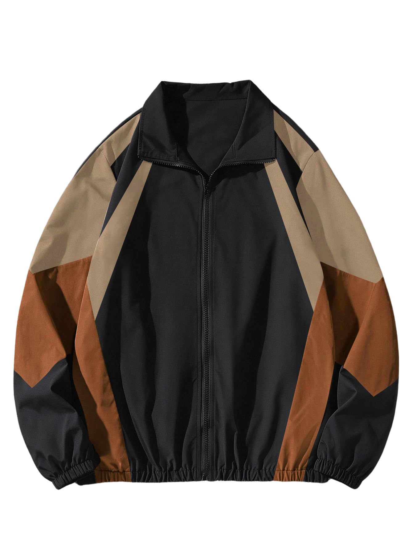 SOLY HUX Men's Varsity Jacket Zipper Color Block Windbreaker Jackets Coats