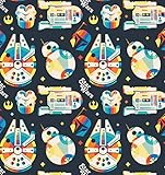 tela star wars barcelona Star Wars Colección Star Wars Tela - Arcoiris Barcos - VISF247 - Por 0.5 Metro Visage - 100% Algodón